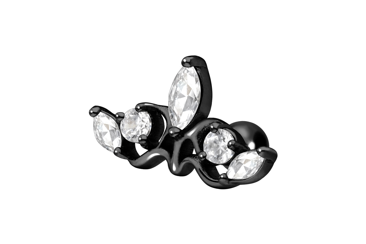 Titan Ohrpiercing mit Innengewinde GOTISCHE KRONE